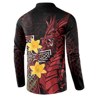 Wales Cymru Am Byth Button Sweatshirt Welsh Dragon with Celtic Cross - Wonder Print Shop