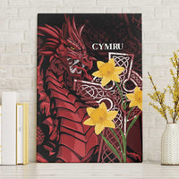 Wales Cymru Am Byth Canvas Wall Art Welsh Dragon with Celtic Cross - Wonder Print Shop