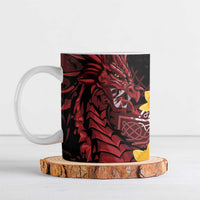 Wales Cymru Am Byth Ceramic Mug Welsh Dragon with Celtic Cross - Wonder Print Shop