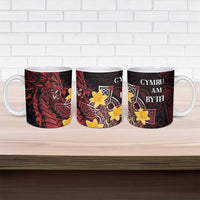Wales Cymru Am Byth Ceramic Mug Welsh Dragon with Celtic Cross - Wonder Print Shop