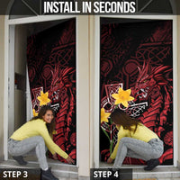 Wales Cymru Am Byth Door Cover Welsh Dragon with Celtic Cross - Wonder Print Shop