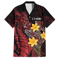 Wales Cymru Am Byth Family Matching Off Shoulder Short Dress and Hawaiian Shirt Welsh Dragon with Celtic Cross - Wonder Print Shop