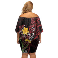 Wales Cymru Am Byth Family Matching Off Shoulder Short Dress and Hawaiian Shirt Welsh Dragon with Celtic Cross - Wonder Print Shop