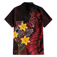 Wales Cymru Am Byth Family Matching Short Sleeve Bodycon Dress and Hawaiian Shirt Welsh Dragon with Celtic Cross - Wonder Print Shop