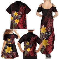 Wales Cymru Am Byth Family Matching Summer Maxi Dress and Hawaiian Shirt Welsh Dragon with Celtic Cross - Wonder Print Shop