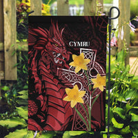 Wales Cymru Am Byth Garden Flag Welsh Dragon with Celtic Cross - Wonder Print Shop