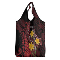Wales Cymru Am Byth Grocery Bag Welsh Dragon with Celtic Cross - Wonder Print Shop