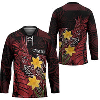 Wales Cymru Am Byth Hockey Jersey Welsh Dragon with Celtic Cross - Wonder Print Shop