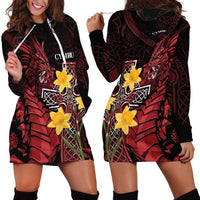 Wales Cymru Am Byth Hoodie Dress Welsh Dragon with Celtic Cross - Wonder Print Shop