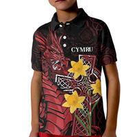 Wales Cymru Am Byth Kid Polo Shirt Welsh Dragon with Celtic Cross - Wonder Print Shop