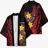 Wales Cymru Am Byth Kimono Welsh Dragon with Celtic Cross - Wonder Print Shop