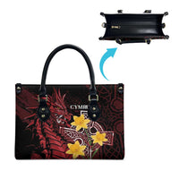Wales Cymru Am Byth Leather Bag Welsh Dragon with Celtic Cross - Wonder Print Shop