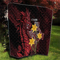 Wales Cymru Am Byth Quilt Welsh Dragon with Celtic Cross - Wonder Print Shop