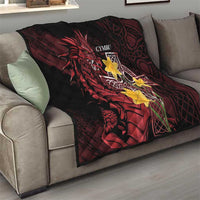 Wales Cymru Am Byth Quilt Welsh Dragon with Celtic Cross - Wonder Print Shop