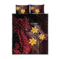 Wales Cymru Am Byth Quilt Bed Set Welsh Dragon with Celtic Cross - Wonder Print Shop