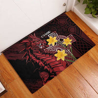Wales Cymru Am Byth Rubber Doormat Welsh Dragon with Celtic Cross - Wonder Print Shop