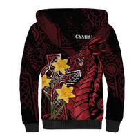 Wales Cymru Am Byth Sherpa Hoodie Welsh Dragon with Celtic Cross - Wonder Print Shop