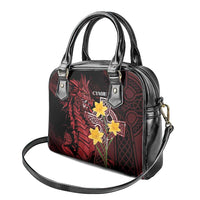 Wales Cymru Am Byth Shoulder Handbag Welsh Dragon with Celtic Cross - Wonder Print Shop