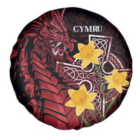 Wales Cymru Am Byth Spare Tire Cover Welsh Dragon with Celtic Cross - Wonder Print Shop