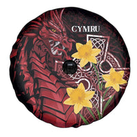 Wales Cymru Am Byth Spare Tire Cover Welsh Dragon with Celtic Cross - Wonder Print Shop