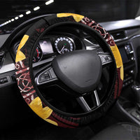 Wales Cymru Am Byth Steering Wheel Cover Welsh Dragon with Celtic Cross - Wonder Print Shop