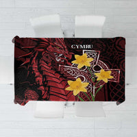 Wales Cymru Am Byth Tablecloth Welsh Dragon with Celtic Cross - Wonder Print Shop