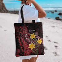 Wales Cymru Am Byth Tote Bag Welsh Dragon with Celtic Cross - Wonder Print Shop