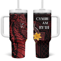 Wales Cymru Am Byth Tumbler With Handle Welsh Dragon with Celtic Cross - Wonder Print Shop