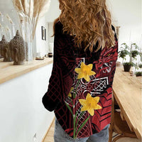 Wales Cymru Am Byth Women Casual Shirt Welsh Dragon with Celtic Cross - Wonder Print Shop