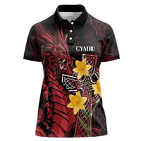 Wales Cymru Am Byth Women Polo Shirt Welsh Dragon with Celtic Cross - Wonder Print Shop