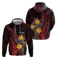 Wales Cymru Am Byth Zip Hoodie Welsh Dragon with Celtic Cross - Wonder Print Shop