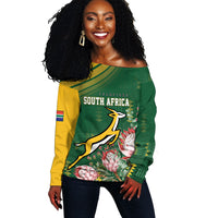 South Africa Rugby Personalized Bokke Champions Off Shoulder Sweater