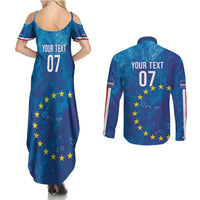 Cape Verde Tubaroes Azuis Custom Couples Matching Summer Maxi Dress and Long Sleeve Button Shirt Break The Waves - Wonder Print Shop