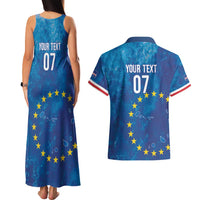 Cape Verde Tubaroes Azuis Custom Couples Matching Tank Maxi Dress and Hawaiian Shirt Break The Waves - Wonder Print Shop