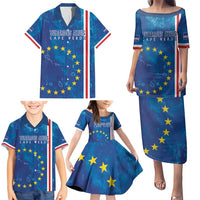 Cape Verde Tubaroes Azuis Custom Family Matching Puletasi and Hawaiian Shirt Break The Waves - Wonder Print Shop