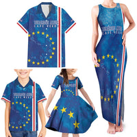 Cape Verde Tubaroes Azuis Custom Family Matching Tank Maxi Dress and Hawaiian Shirt Break The Waves - Wonder Print Shop