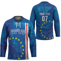 Cape Verde Tubaroes Azuis Custom Hockey Jersey Break The Waves - Wonder Print Shop