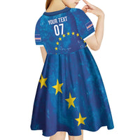 Cape Verde Tubaroes Azuis Custom Kid Short Sleeve Dress Break The Waves - Wonder Print Shop