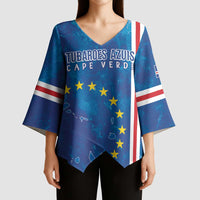 Cape Verde Tubaroes Azuis Custom Kimono Sleeve Blouse Break The Waves - Wonder Print Shop