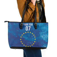Cape Verde Tubaroes Azuis Custom Leather Tote Bag Break The Waves - Wonder Print Shop