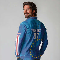 Cape Verde Tubaroes Azuis Custom Long Sleeve Polo Shirt Break The Waves - Wonder Print Shop
