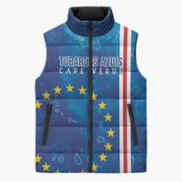 Cape Verde Tubaroes Azuis Custom Sleeveless Puffer Jacket Break The Waves - Wonder Print Shop