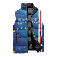 Cape Verde Tubaroes Azuis Custom Sleeveless Puffer Jacket Break The Waves - Wonder Print Shop