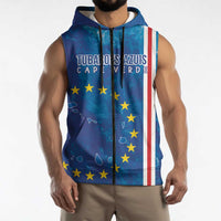 Cape Verde Tubaroes Azuis Custom Sleeveless Zip Hoodie Break The Waves - Wonder Print Shop