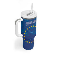 Cape Verde Tubaroes Azuis Custom Tumbler With Handle Break The Waves - Wonder Print Shop