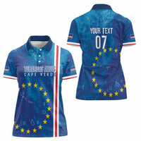 Cape Verde Tubaroes Azuis Custom Women Polo Shirt Break The Waves - Wonder Print Shop