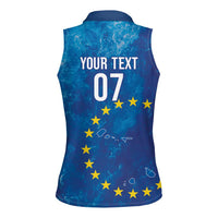 Cape Verde Tubaroes Azuis Custom Women Sleeveless Polo Shirt Break The Waves - Wonder Print Shop