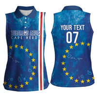 Cape Verde Tubaroes Azuis Custom Women Sleeveless Polo Shirt Break The Waves - Wonder Print Shop