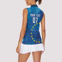 Cape Verde Tubaroes Azuis Custom Women Sleeveless Polo Shirt Break The Waves - Wonder Print Shop