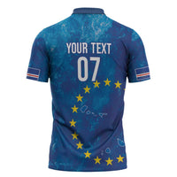 Cape Verde Tubaroes Azuis Custom Zipper Polo Shirt Break The Waves - Wonder Print Shop